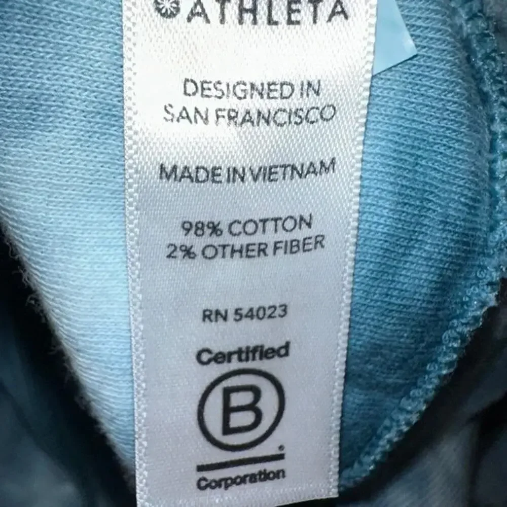 ATHLETA Blue Tie Dye Sundown Sweatshirt Tee Long Banded Long Sleves Cotton M - Picture 4 of 4